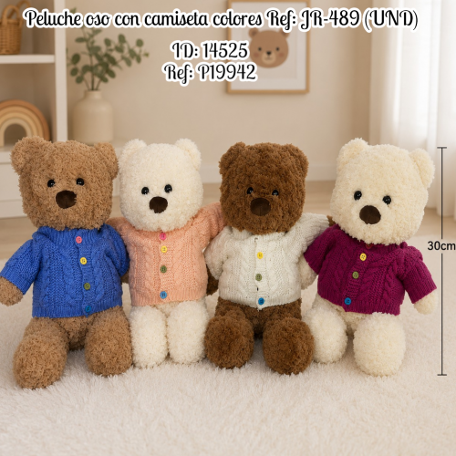 Peluche oso con camiseta colores Ref: JR-489 (UND)