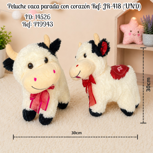 Peluche vaca parada con corazón Ref: JR-418 (UND)
