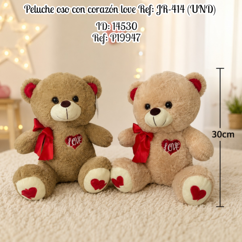 Peluche oso con corazón love Ref: JR-414 (UND)