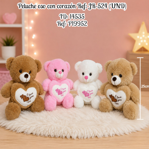 Peluche oso con corazón Ref: JR-524 (UND)