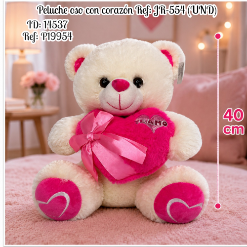 Peluche oso con corazón Ref: JR-554 (UND)
