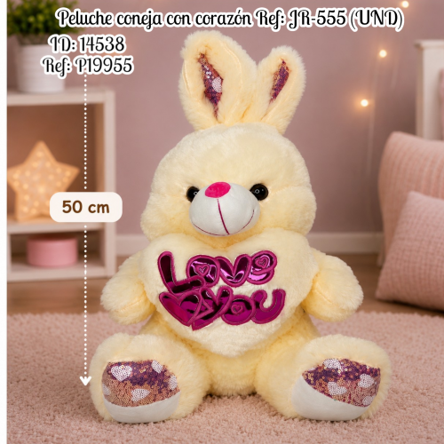 Peluche coneja con corazón Ref: JR-555 (UND)