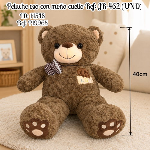 Peluche oso con moño cuello Ref: JR-462 (UND)