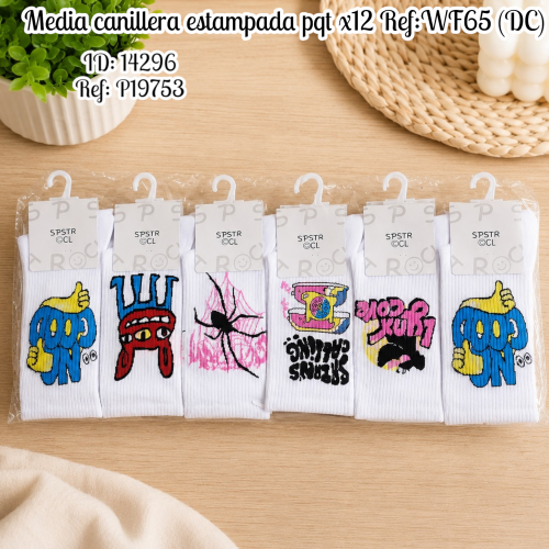 Media canillera estampada pqt x12 Ref:WF65 (DC)