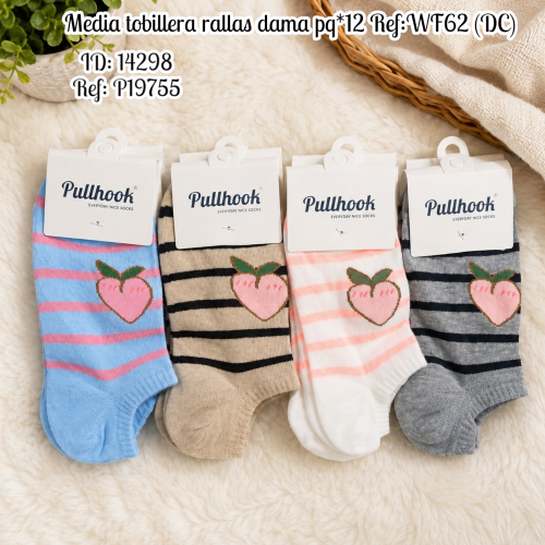 Media tobillera rallas dama pq*12 Ref:WF62 (DC)