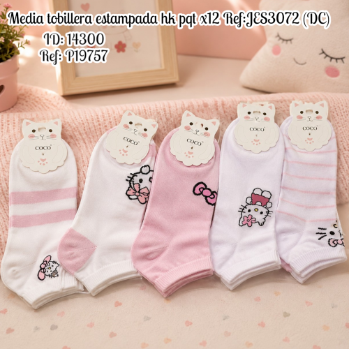 Media tobillera estampada hk pqt x12 Ref:JES3072 (DC)