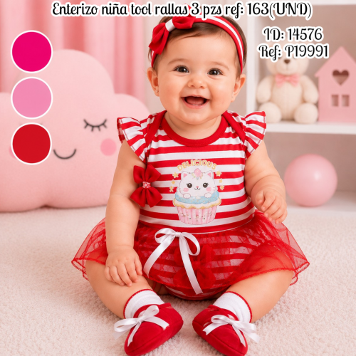 Enterizo niña tool rallas 3 pzs ref: 163(UND)