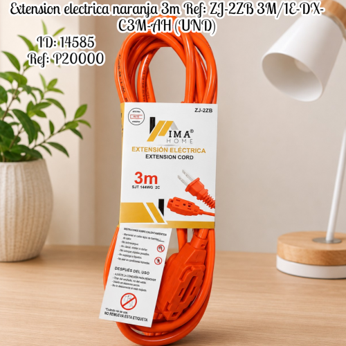 Extension electrica naranja 3m Ref: ZJ-2ZB 3M/1E-DX-C3M-AH (UND)