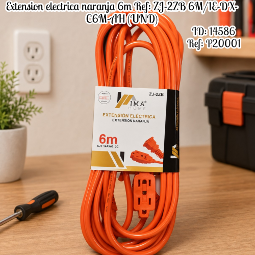 Extension electrica naranja 6m Ref: ZJ-2ZB 6M/1E-DX-C6M-AH (UND)