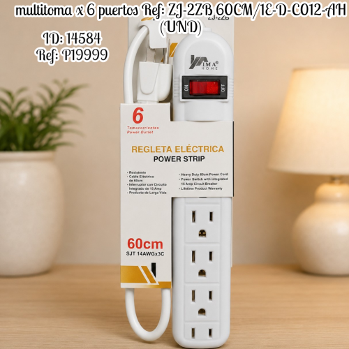 multitoma x 6 puertos  Ref: ZJ-2ZB 60CM/1E-D-C012-AH (UND)