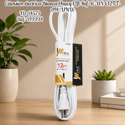 Extension electrica Blanca 14awg 12ft Ref: 1E-DX-C12FT-AH (UND)