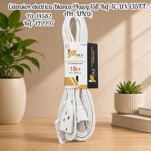 Extension electrica Blanca 14awg 15ft Ref: 1E-DX-C15FT-AH (UND)