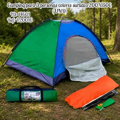 Camping para 3 personas colores surtidos 200X150C  (UND)