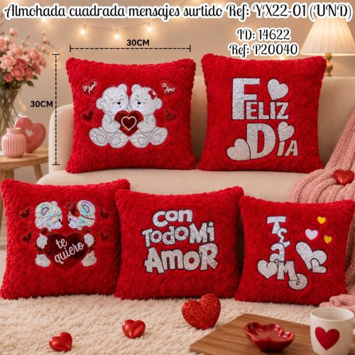 Almohada cuadrada mensajes surtido Ref: YX22-01 (UND)