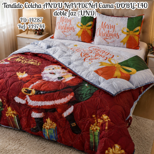 Tendido Colcha ANDU NAVIDEÑA Cama DOBLE 1.40 doble faz (UND)