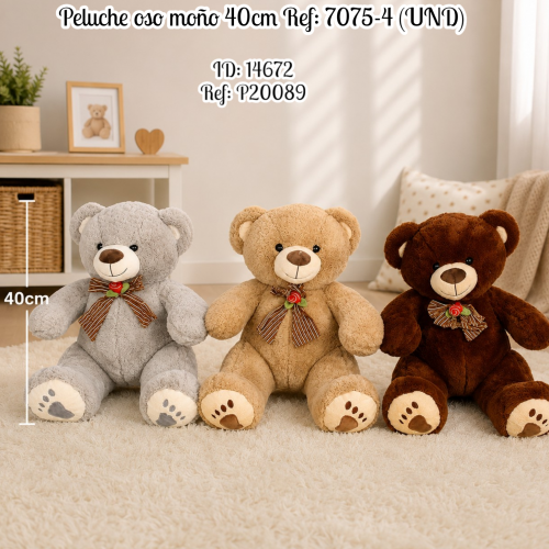 Peluche oso moño 40cm Ref: 7075-4 (UND)