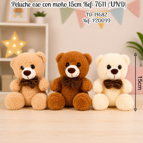 Peluche oso con moño 15cm  Ref: 7611 (UND)