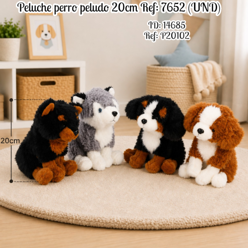 Peluche perro  peludo 20cm  Ref: 7652 (UND)