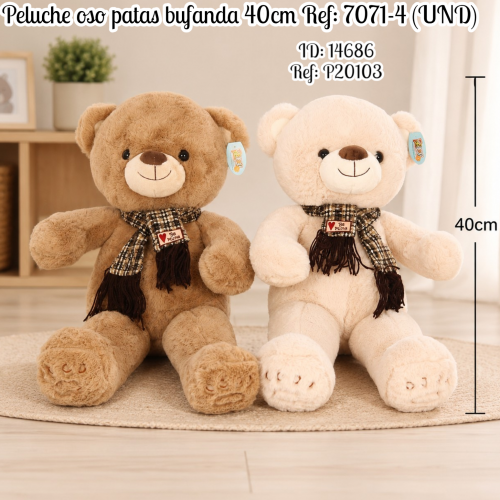 Peluche oso patas bufanda 40cm  Ref: 7071-4 (UND)
