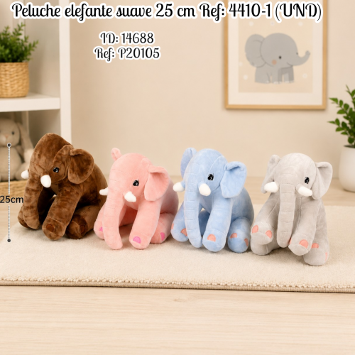 Peluche elefante suave 25 cm Ref: 4410-1 (UND)