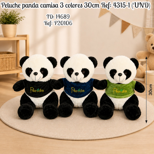 Peluche panda camisa 3 colores 30cm Ref: 4315-1 (UND)
