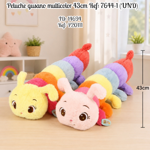 Peluche gusano multicolor 43cm  Ref: 7644-1 (UND)