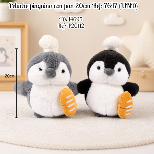 Peluche pinguino con pan 20cm  Ref: 7647 (UND)