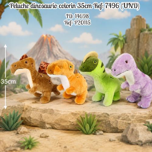 Peluche dinosaurio colorin 35cm  Ref: 7496 (UND)