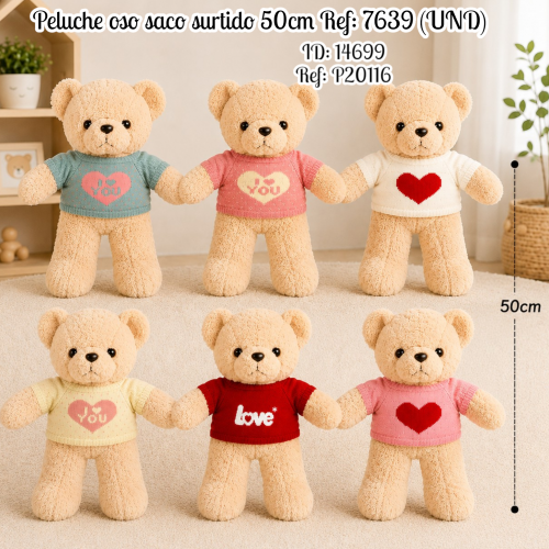 Peluche oso saco surtido 50cm  Ref: 7639 (UND)