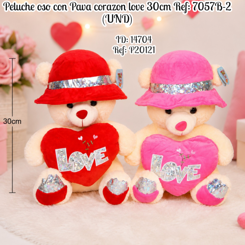 Peluche oso con Pava corazon love 30cm Ref: 7057B-2 (UND)