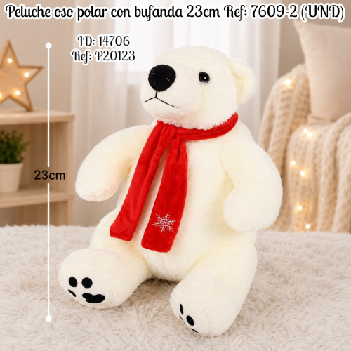 Peluche oso polar con bufanda 23cm Ref: 7609-2 (UND)