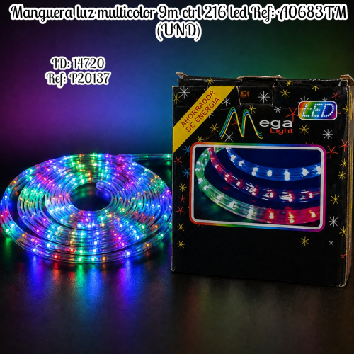 Manguera luz  multicolor  9m ctrl 216 led Ref: A0683TM (UND)