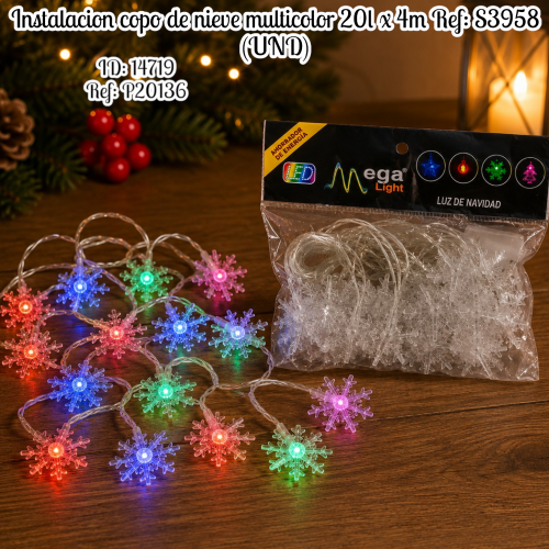 Instalacion  copo de nieve multicolor  20l x 4m Ref: S3958 (UND)