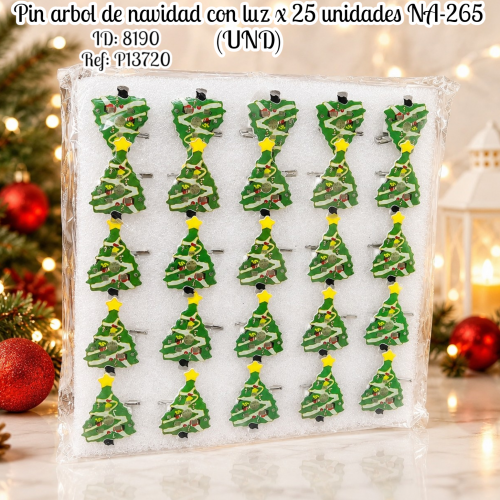 Pin arbol de navidad con luz x 25 unidades NA-265 (UND)