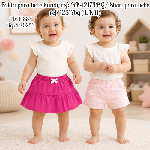 Falda para bebe kandy ref: KK-12174BG/ Short para bebe ref: 12517bg (UND)