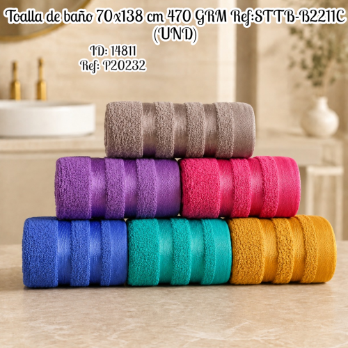 Toalla de baño 70x138 cm 470 GRM Ref:STTB-B2211C (UND)