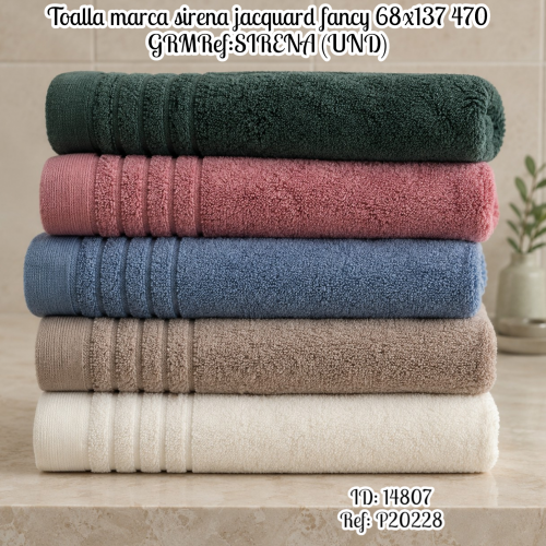 Toalla marca sirena jacquard fancy 68x137  470 GRMRef:SIRENA (UND)