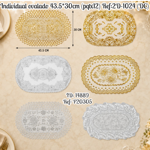 Individual ovalado 43.5*30cm (pqtx12) Ref:2D-1024 (DC)