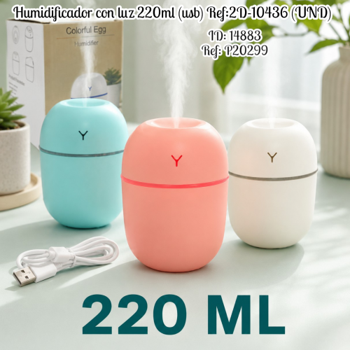 Humidificador con luz 220ml (usb) Ref:2D-10436 (UND)