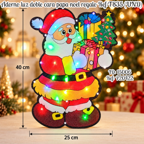 Adorno luz doble cara papa noel regalo Ref:T835 (UND)