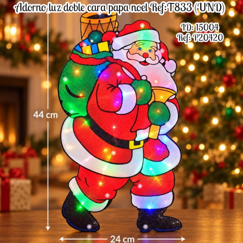 Adorno luz doble cara papa noel Ref:T833 (UND)