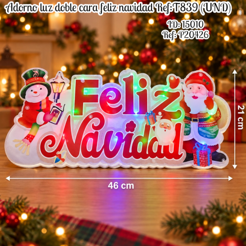 Adorno luz doble cara feliz navidad Ref:T839 (UND)