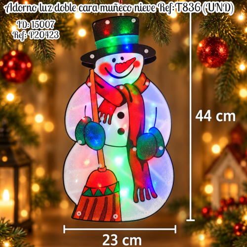 Adorno luz doble cara muñeco nieve Ref:T836 (UND)