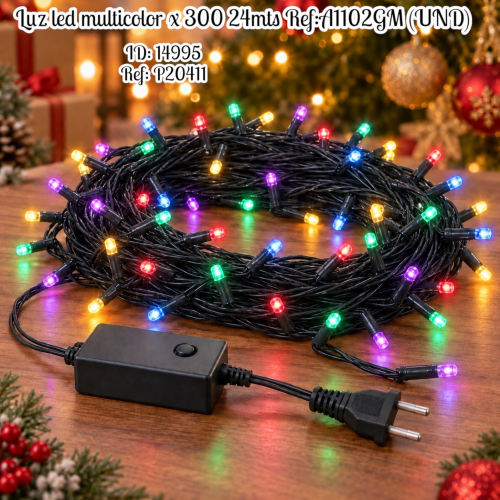 Luz led multicolor x 300 24mts Ref:A1102GM (UND)
