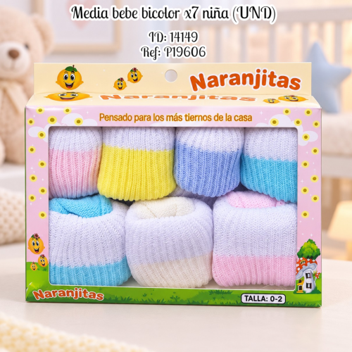 Media bebe bicolor x7 niña (UND)