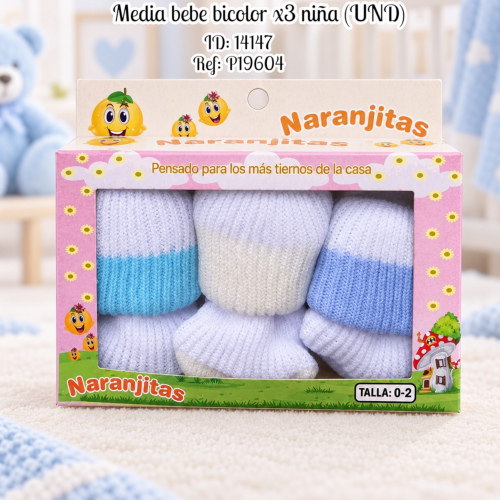 Media bebe bicolor x3 niña (UND)