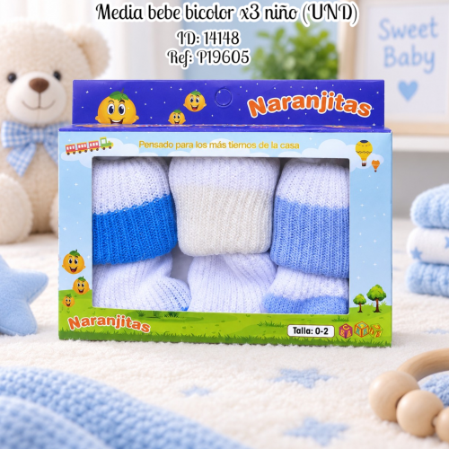 Media bebe bicolor x3 niño (UND)