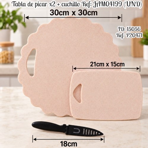 Tabla de picar x2 + cuchillo Ref: JAM04199 (UND)
