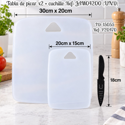 Tabla de picar x2 + cuchillo Ref: JAM04200 (UND)