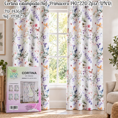 Cortina estampada Ref: Primavera 140*220 2pzs (UND)